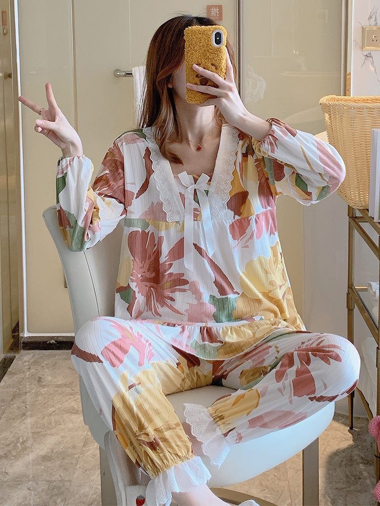 Cute Cotton Long Sleeve Pajama Set for Women