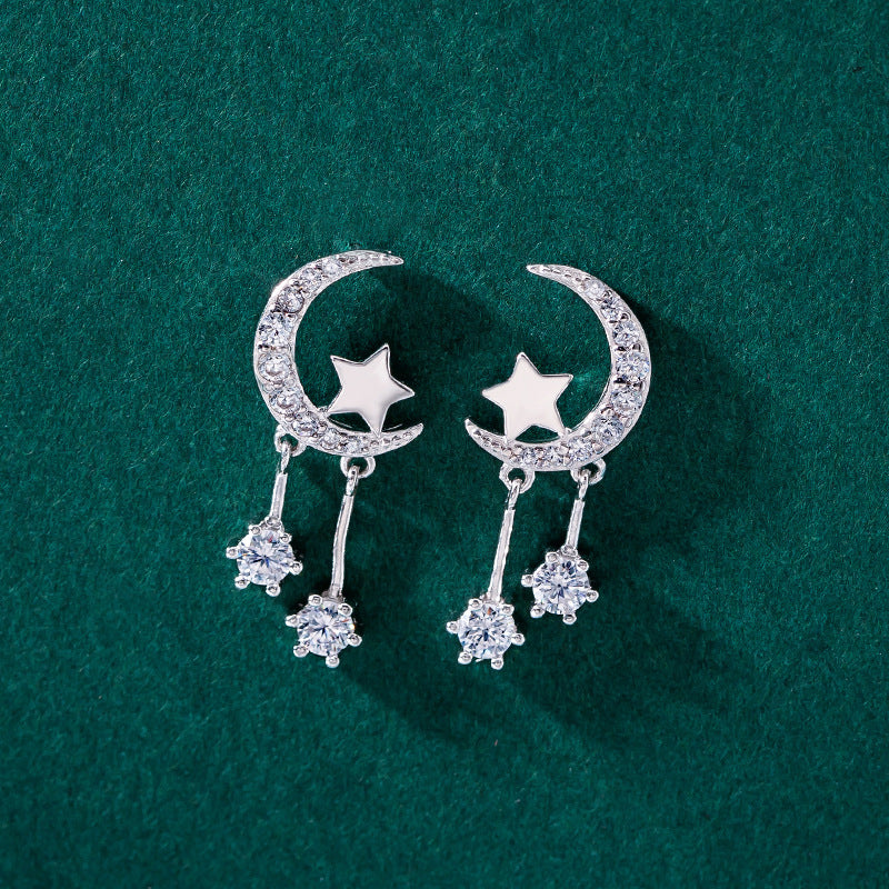 Star and Moon Tassel Earrings