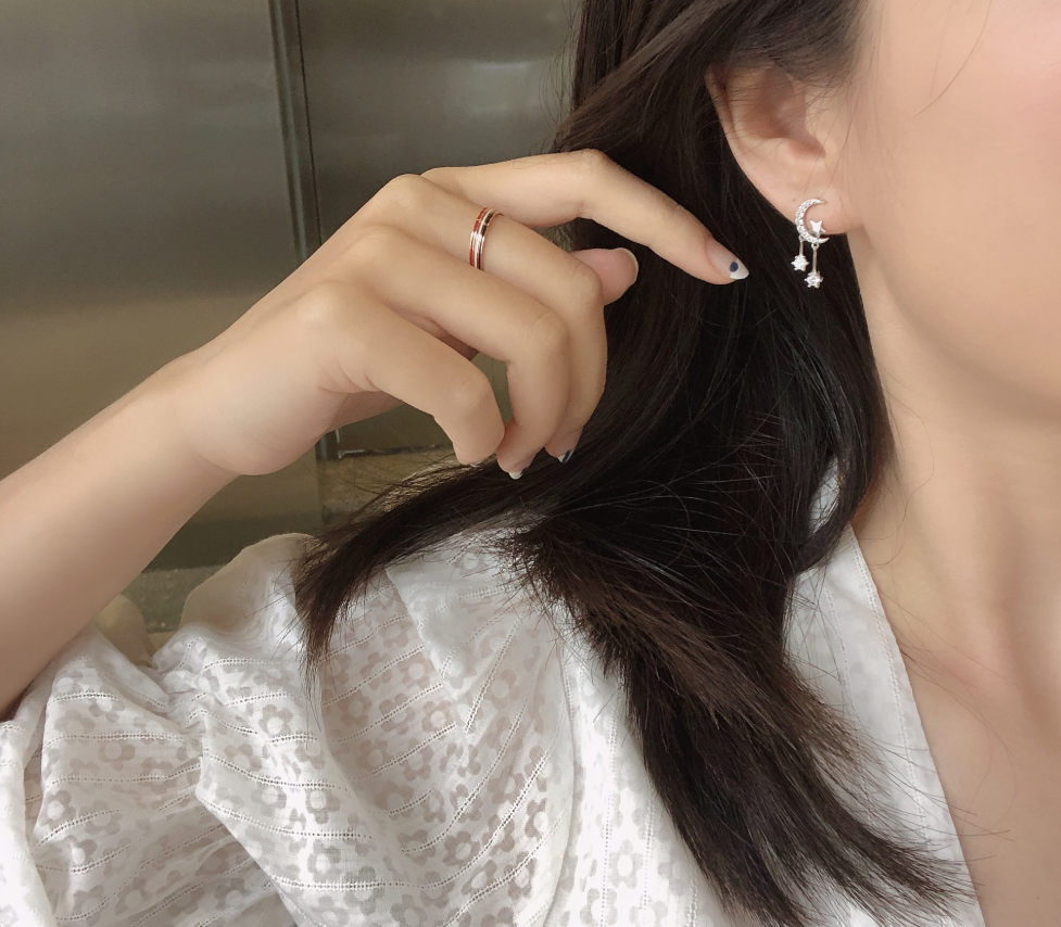 Star and Moon Tassel Earrings